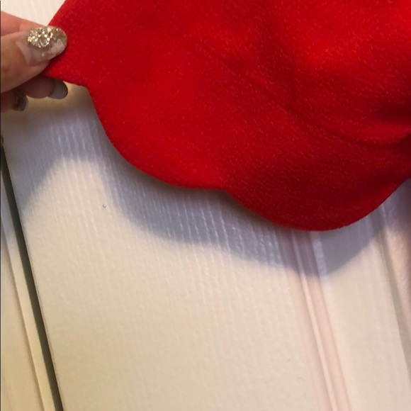 Never Worn Monteau Red Scalloped Edge Blouse - Picture 4 of 5